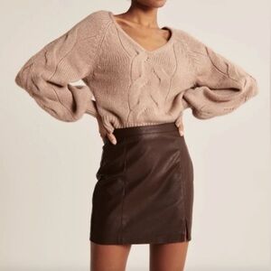 ABERCROMBIE BROWN LEATHER SKIRT S